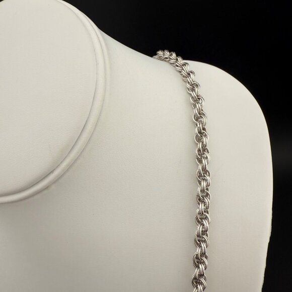 Monet Silver-Tone Rope Chain Necklace Elegant Twisted Braided Design Vintage Loo - Picture 4 of 7